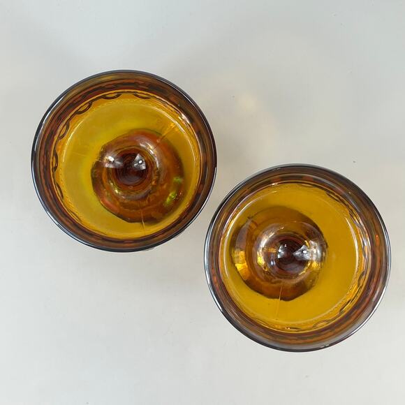 2 Indiana Carnival Glass Marigold King's Crown Thumbprint Compotes Wedding Bowl - Picture 3 of 7